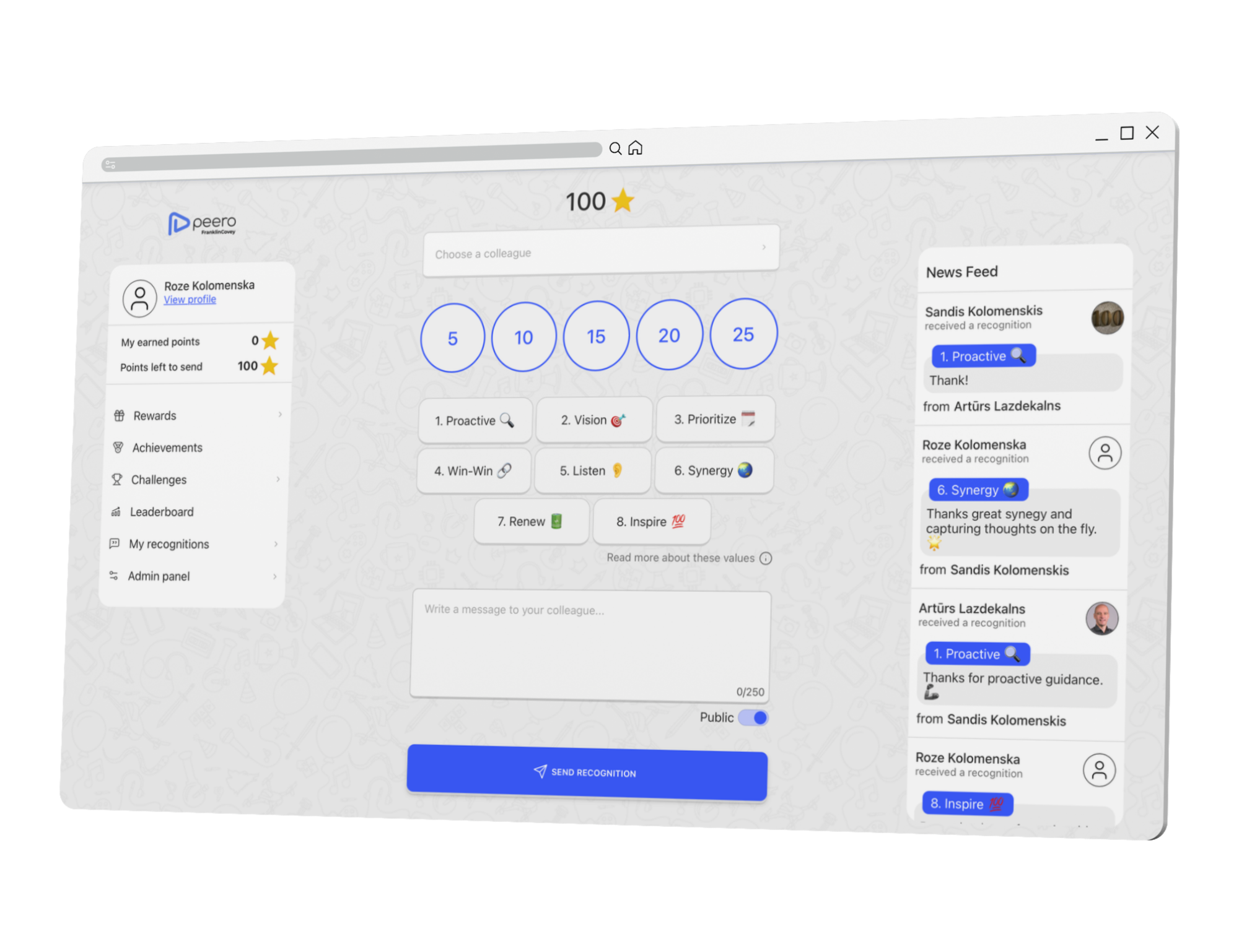 Peero app — leadership dashboard