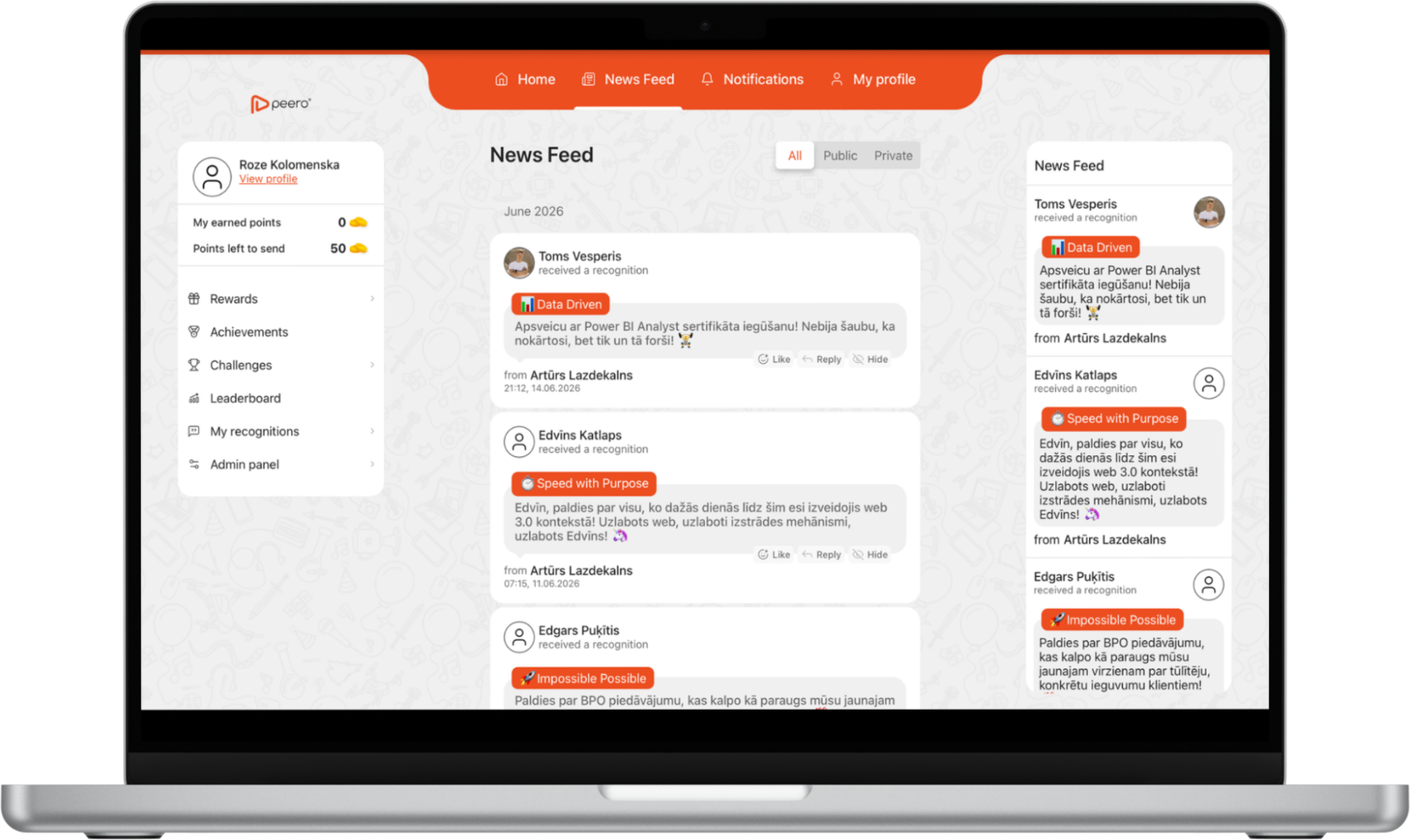 Peer-to-peer endorsements